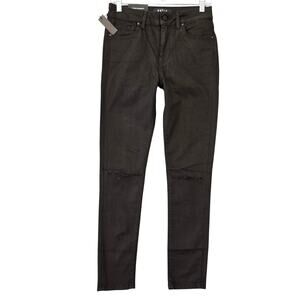 DSTLD Black Skinny Jeans NEW Size 29 Stretch Grunge Distressed Denim Women's Zip